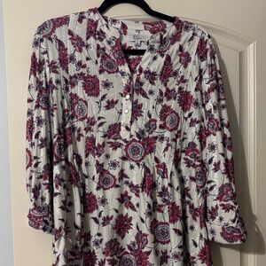 Kim Rogers Floral Blouse - Burgundy and White